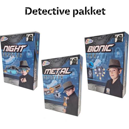 Detective Pakket | Detective Gadgets | Speelgoed Set 3 Stuks | Nachtkijker | Bionisch Oor | Metaaldetector | Inclusief Batterijen | Cadeau Kinderen | Verrassingspakket Kinderen
